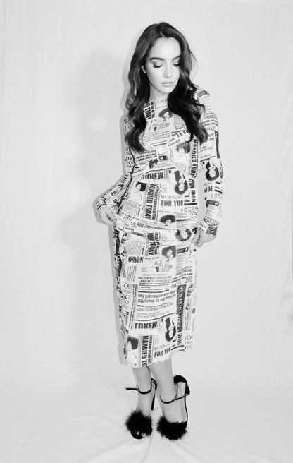 Newspaper Mesh Dress + Bow