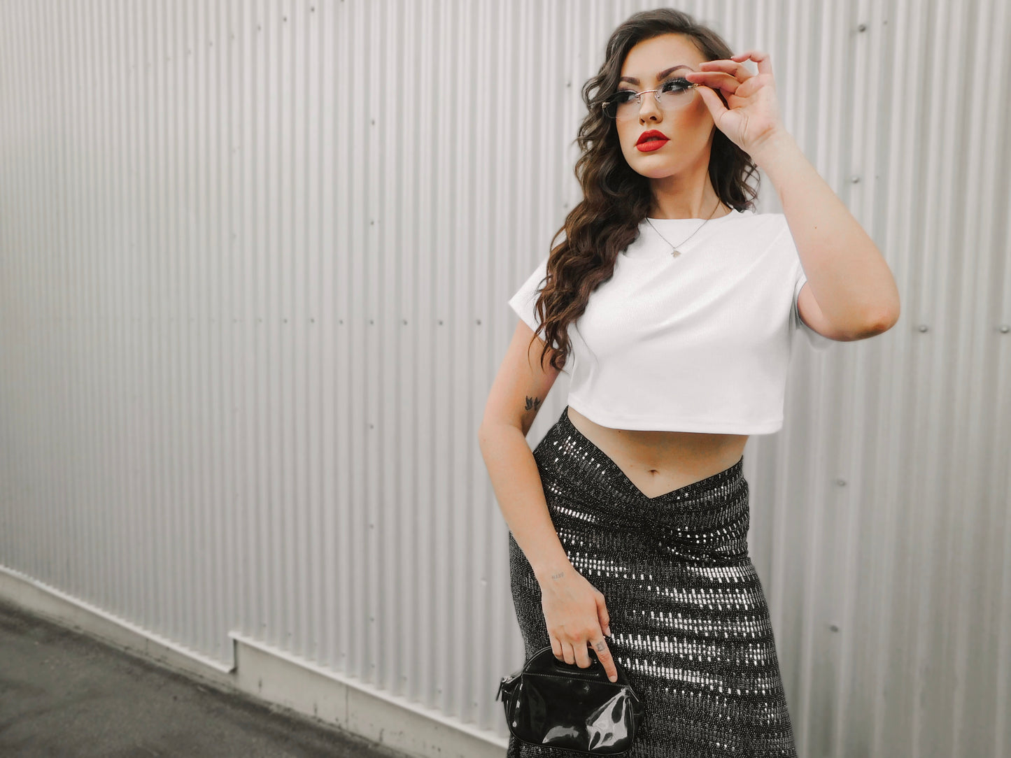 Metallic Midi-Skirt