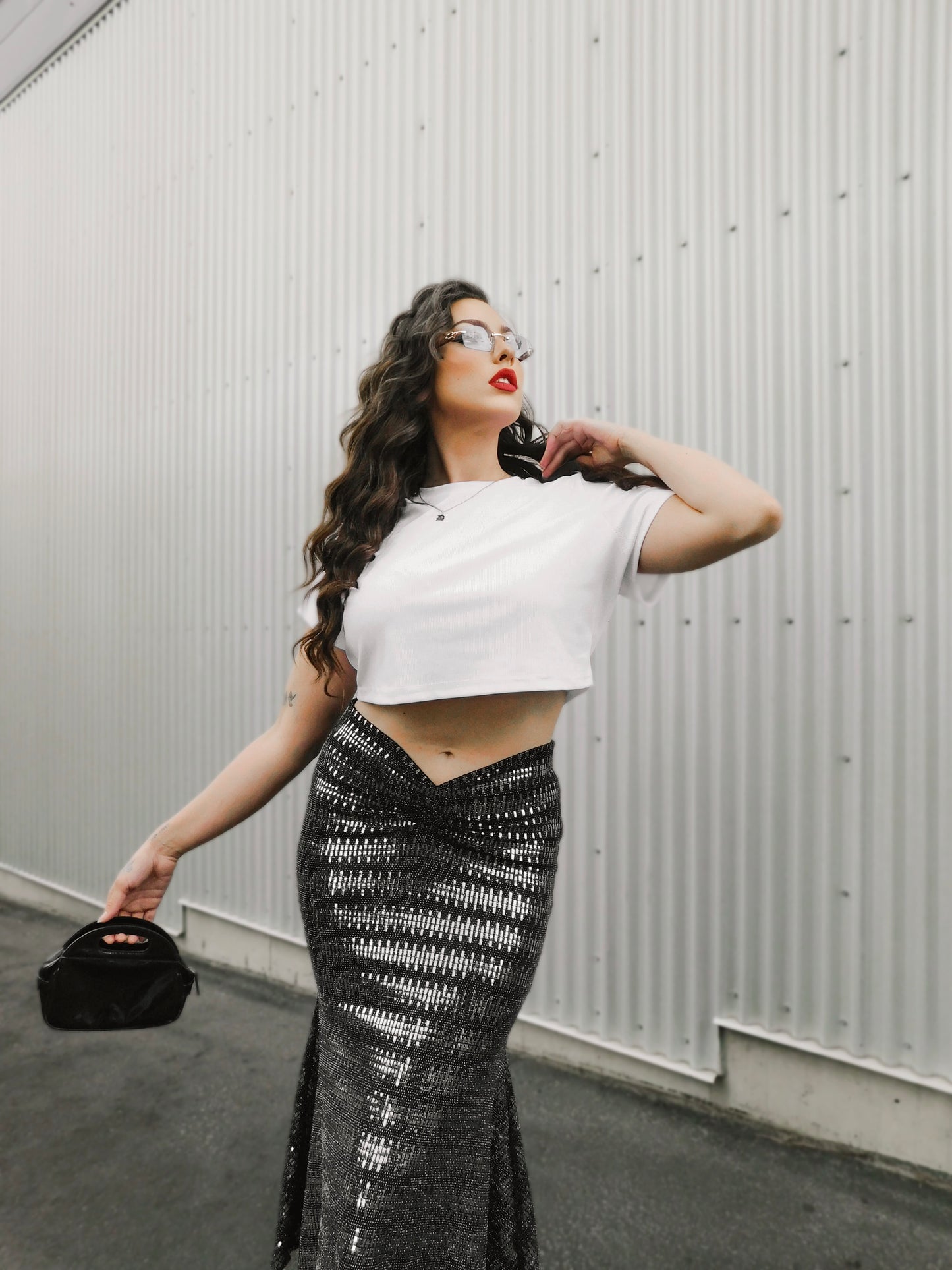 Metallic Midi-Skirt