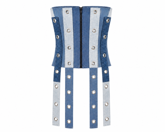 Reworked Denim Grommet Top