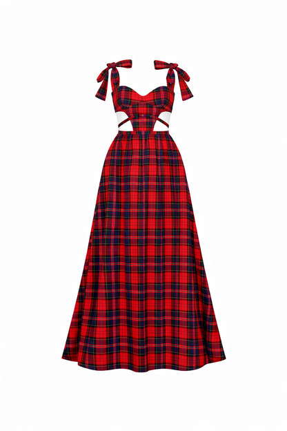 Tartan Plaid Bow Dress - Delayne Dixon