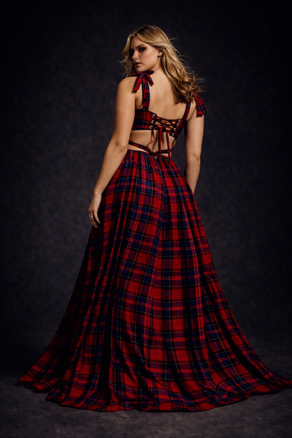 Tartan Plaid Bow Dress - Delayne Dixon