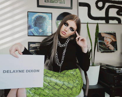 Lime Snakeskin Patent Leather Skirt